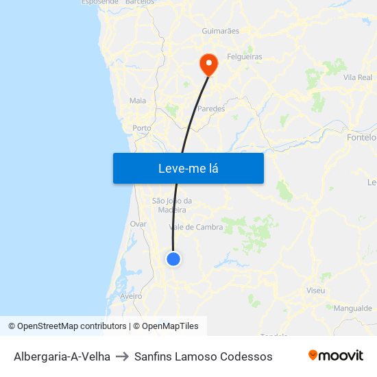 Albergaria-A-Velha to Sanfins Lamoso Codessos map