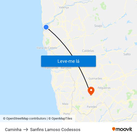 Caminha to Sanfins Lamoso Codessos map