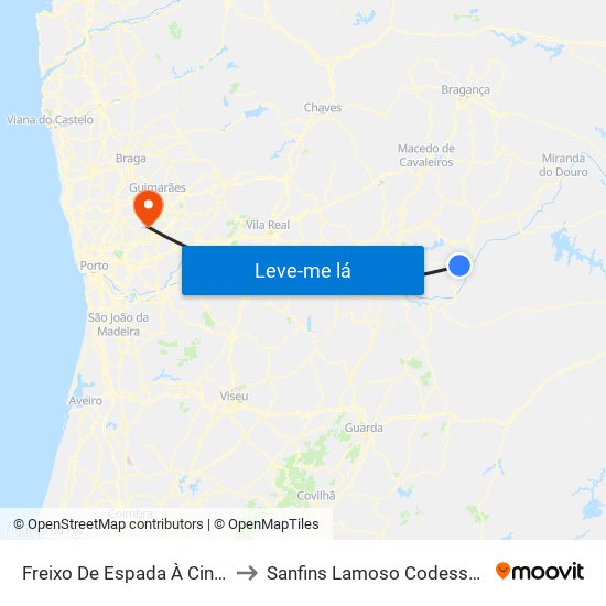 Freixo De Espada À Cinta to Sanfins Lamoso Codessos map