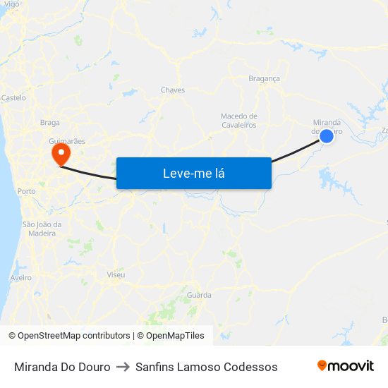 Miranda Do Douro to Sanfins Lamoso Codessos map