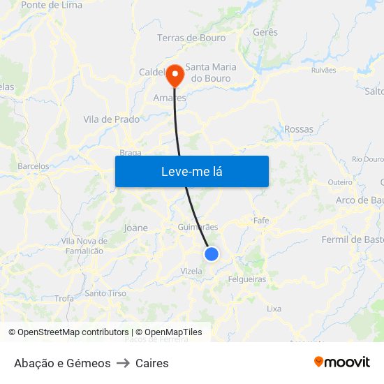 Abação e Gémeos to Caires map