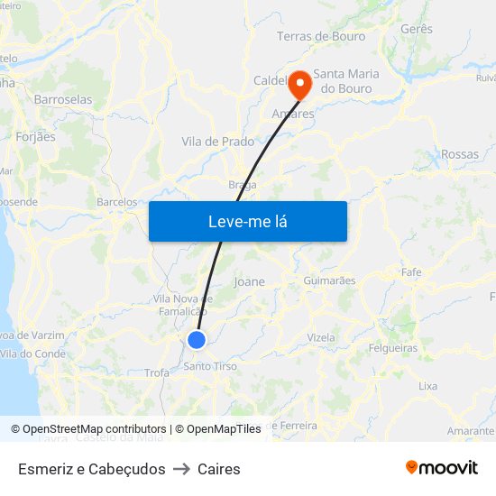 Esmeriz e Cabeçudos to Caires map