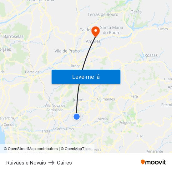 Ruivães e Novais to Caires map