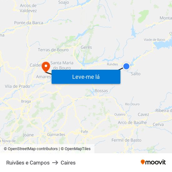 Ruivães e Campos to Caires map