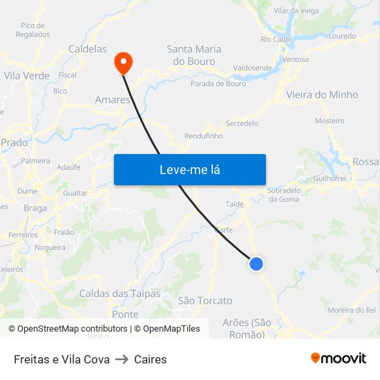 Freitas e Vila Cova to Caires map