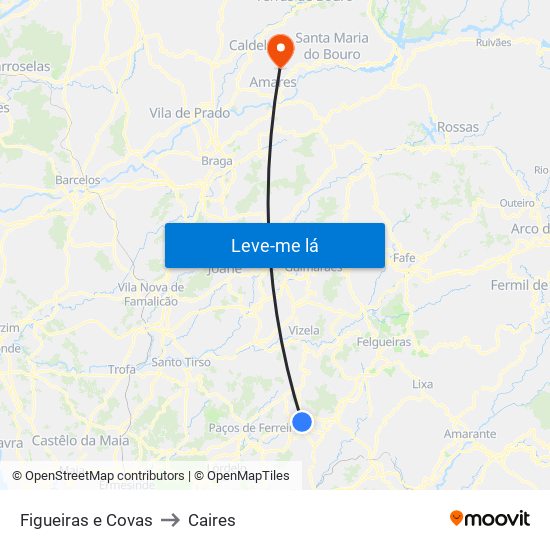 Figueiras e Covas to Caires map