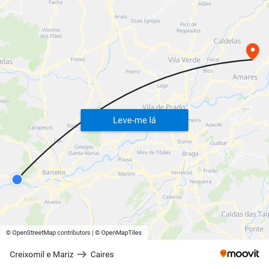 Creixomil e Mariz to Caires map