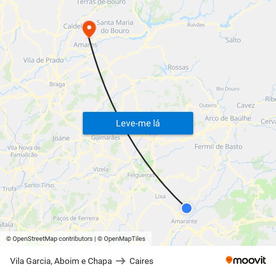 Vila Garcia, Aboim e Chapa to Caires map