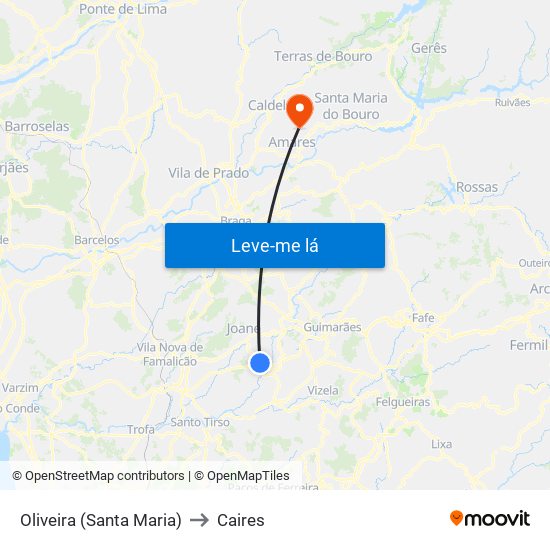 Oliveira (Santa Maria) to Caires map