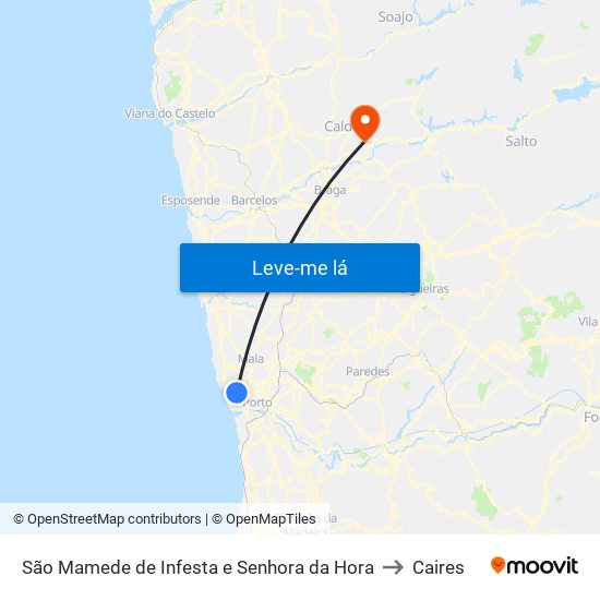 São Mamede de Infesta e Senhora da Hora to Caires map