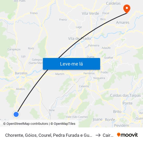 Chorente, Góios, Courel, Pedra Furada e Gueral to Caires map