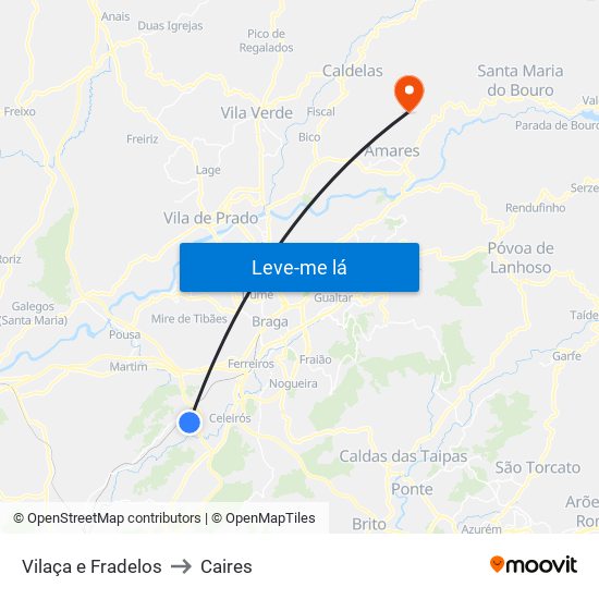 Vilaça e Fradelos to Caires map