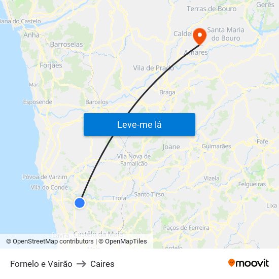 Fornelo e Vairão to Caires map