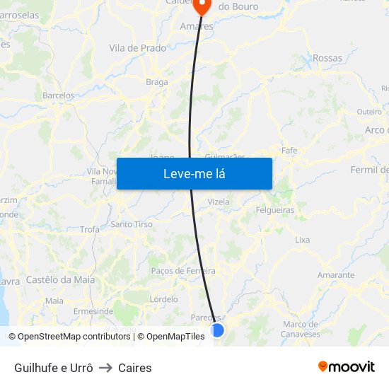 Guilhufe e Urrô to Caires map