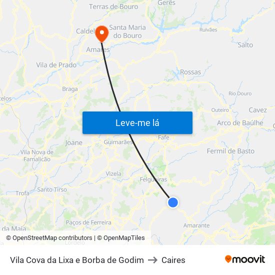 Vila Cova da Lixa e Borba de Godim to Caires map