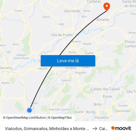 Viatodos, Grimancelos, Minhotães e Monte de Fralães to Caires map