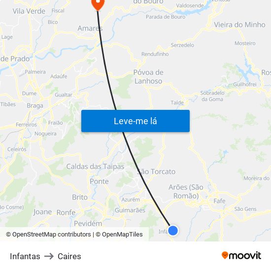 Infantas to Caires map
