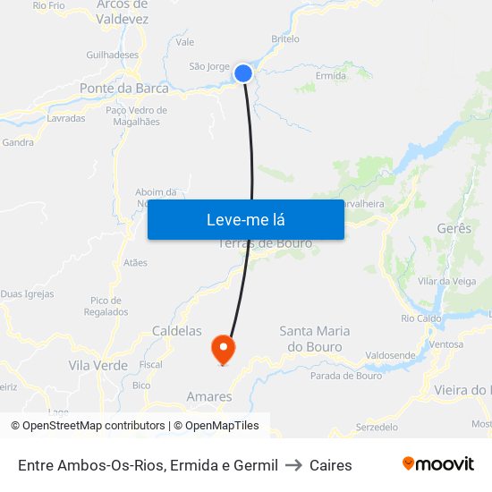 Entre Ambos-Os-Rios, Ermida e Germil to Caires map