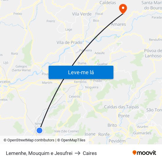 Lemenhe, Mouquim e Jesufrei to Caires map