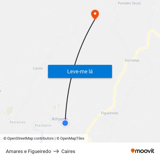 Amares e Figueiredo to Caires map