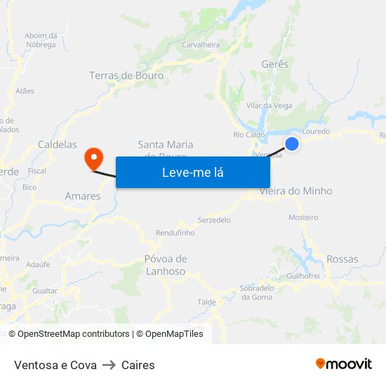 Ventosa e Cova to Caires map