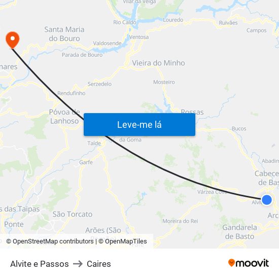 Alvite e Passos to Caires map