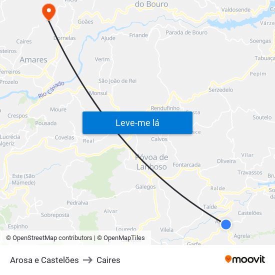 Arosa e Castelões to Caires map