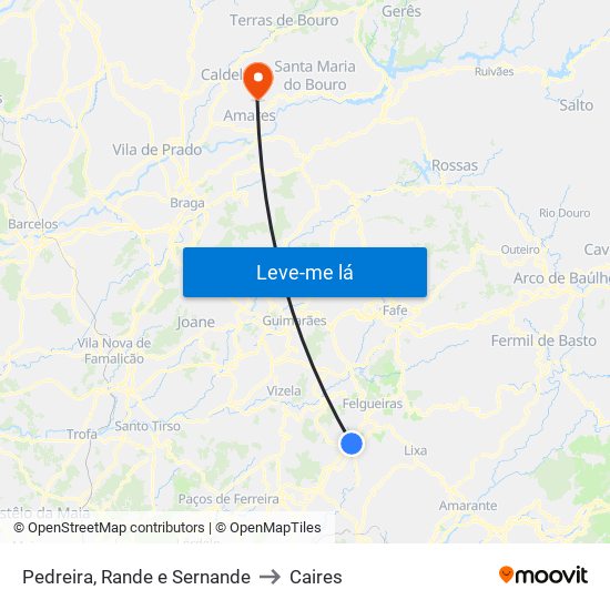 Pedreira, Rande e Sernande to Caires map