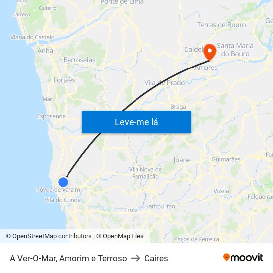 A Ver-O-Mar, Amorim e Terroso to Caires map