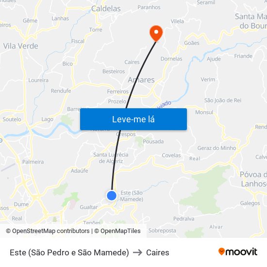 Este (São Pedro e São Mamede) to Caires map