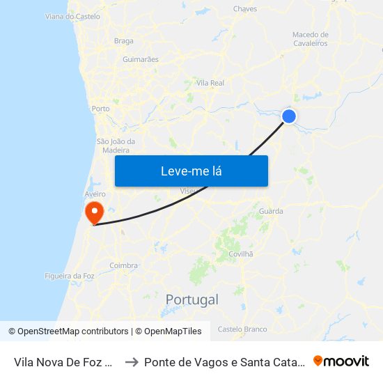 Vila Nova De Foz Côa to Ponte de Vagos e Santa Catarina map