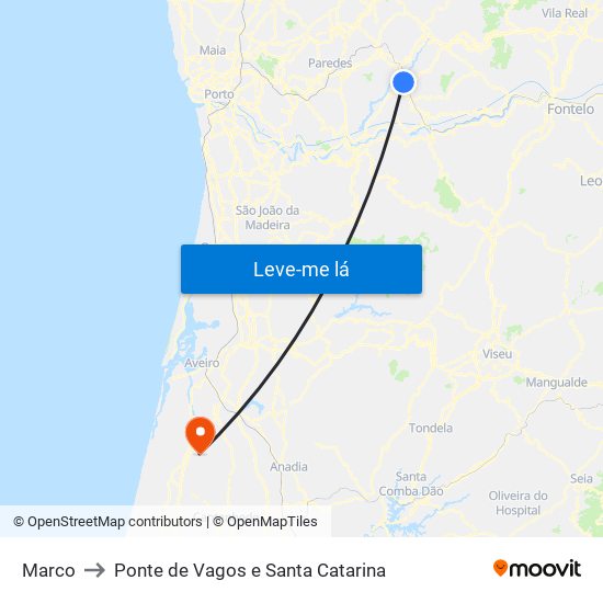 Marco to Ponte de Vagos e Santa Catarina map