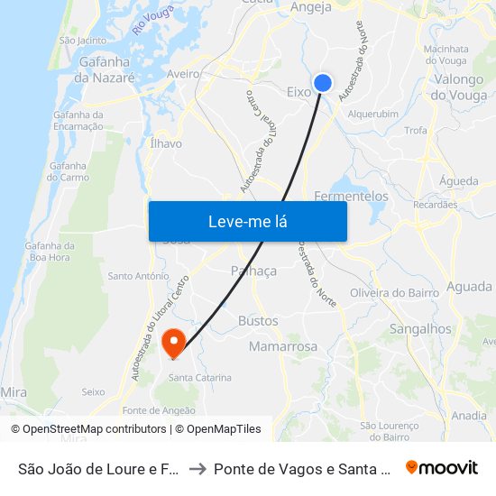 São João de Loure e Frossos to Ponte de Vagos e Santa Catarina map