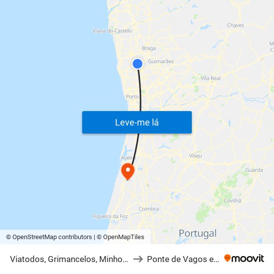 Viatodos, Grimancelos, Minhotães e Monte de Fralães to Ponte de Vagos e Santa Catarina map