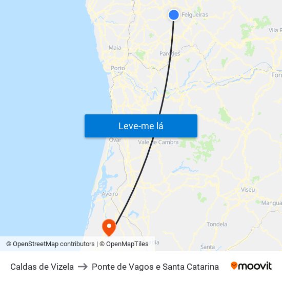 Caldas de Vizela to Ponte de Vagos e Santa Catarina map