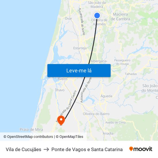 Vila de Cucujães to Ponte de Vagos e Santa Catarina map