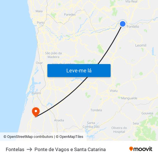 Fontelas to Ponte de Vagos e Santa Catarina map
