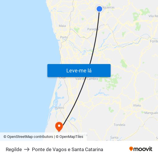 Regilde to Ponte de Vagos e Santa Catarina map