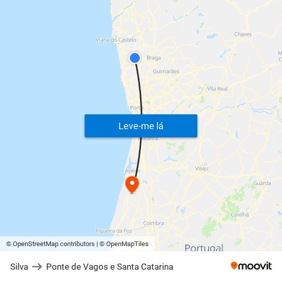 Silva to Ponte de Vagos e Santa Catarina map