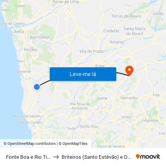 Fonte Boa e Rio Tinto to Briteiros (Santo Estêvão) e Donim map