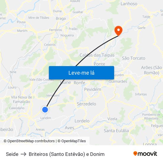 Seide to Briteiros (Santo Estêvão) e Donim map