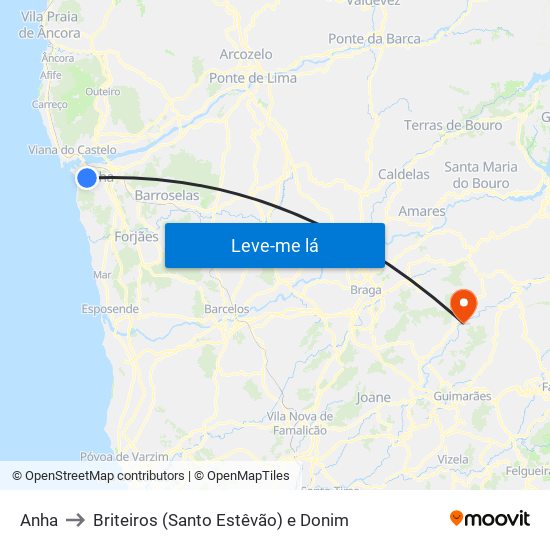 Anha to Briteiros (Santo Estêvão) e Donim map
