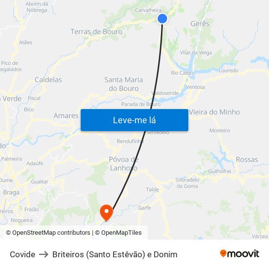 Covide to Briteiros (Santo Estêvão) e Donim map