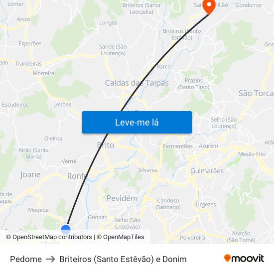 Pedome to Briteiros (Santo Estêvão) e Donim map