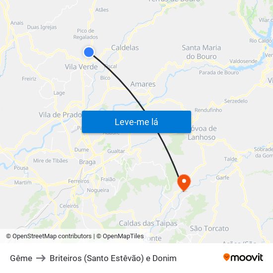 Gême to Briteiros (Santo Estêvão) e Donim map