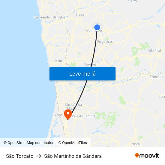 São Torcato to São Martinho da Gândara map
