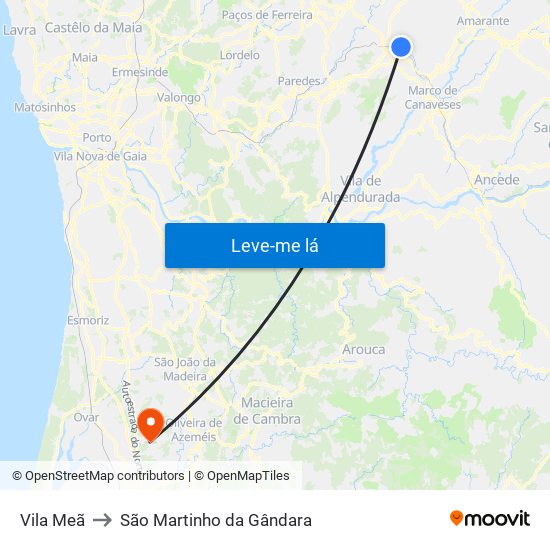 Vila Meã to São Martinho da Gândara map