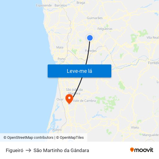 Figueiró to São Martinho da Gândara map