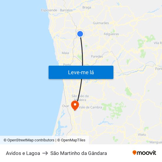 Avidos e Lagoa to São Martinho da Gândara map