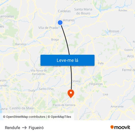 Rendufe to Figueiró map
